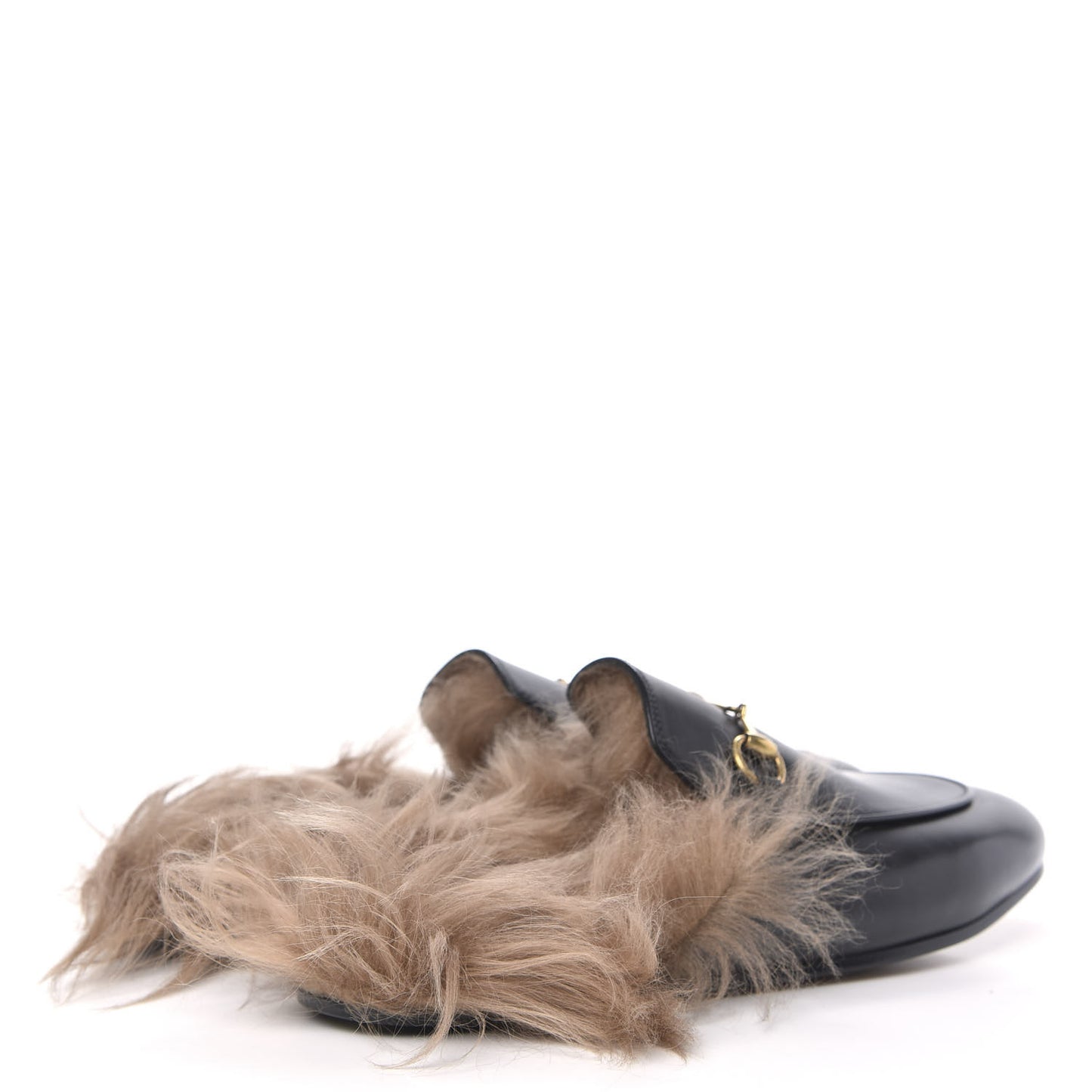 Calfskin Fur Womens Princetown Slippers 40.5 Black