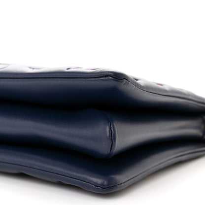 Louis Vuitton Lambskin Embossed Monogram LV Garden Coussin MM Navy Blue 10 of 11
