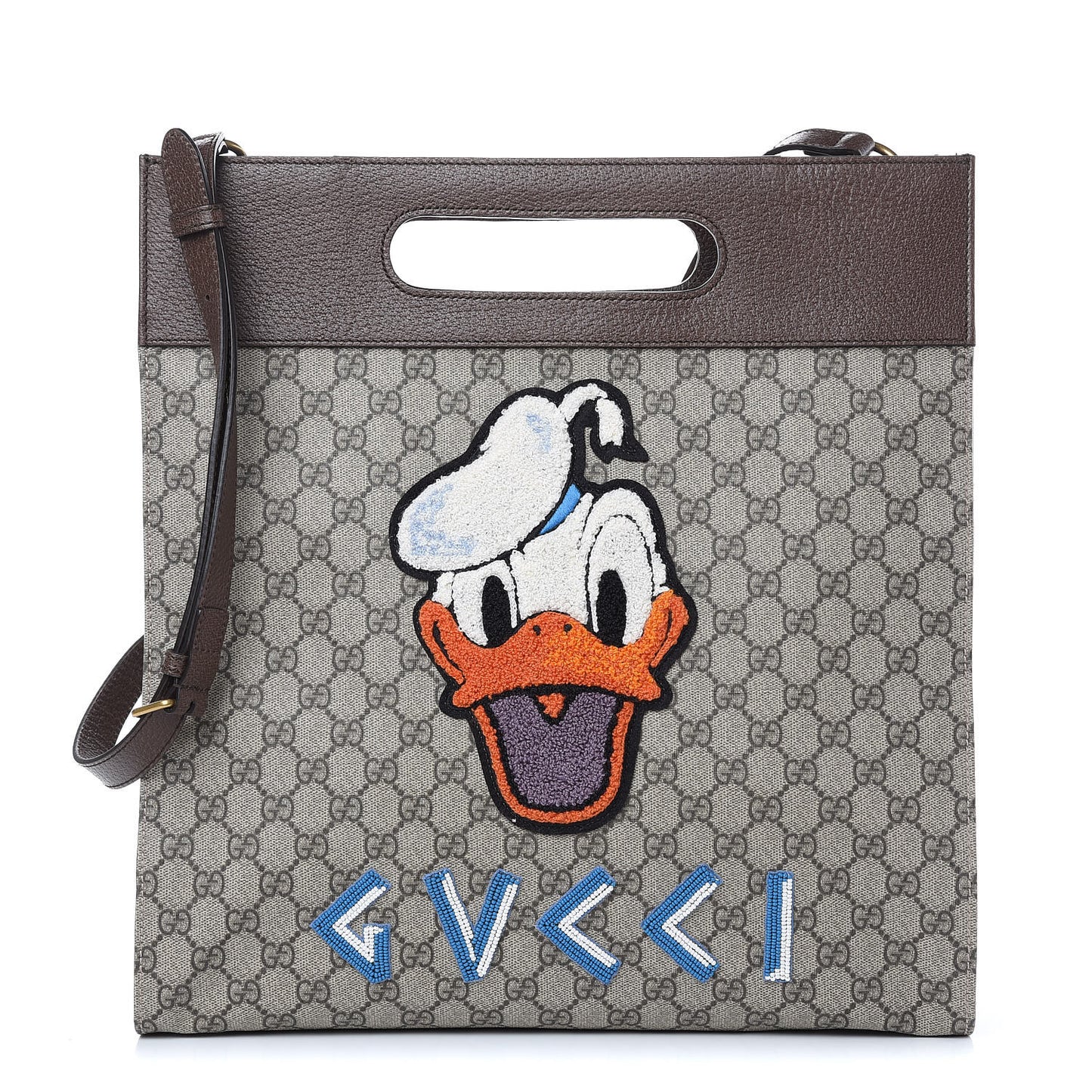 X DISNEY Soft GG Supreme Monogram Donald Duck Slip Handle Vertical Tote Beige New Acero