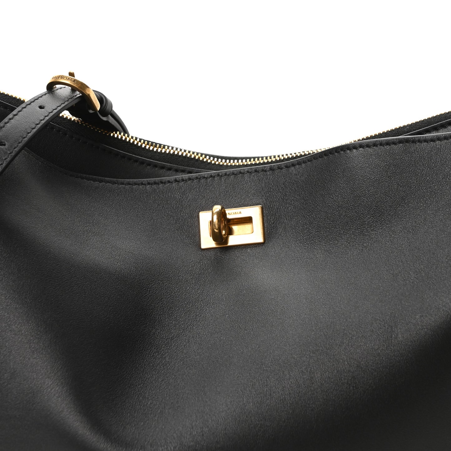 Natural Smooth Calfskin Medium Rodeo Hobo Black