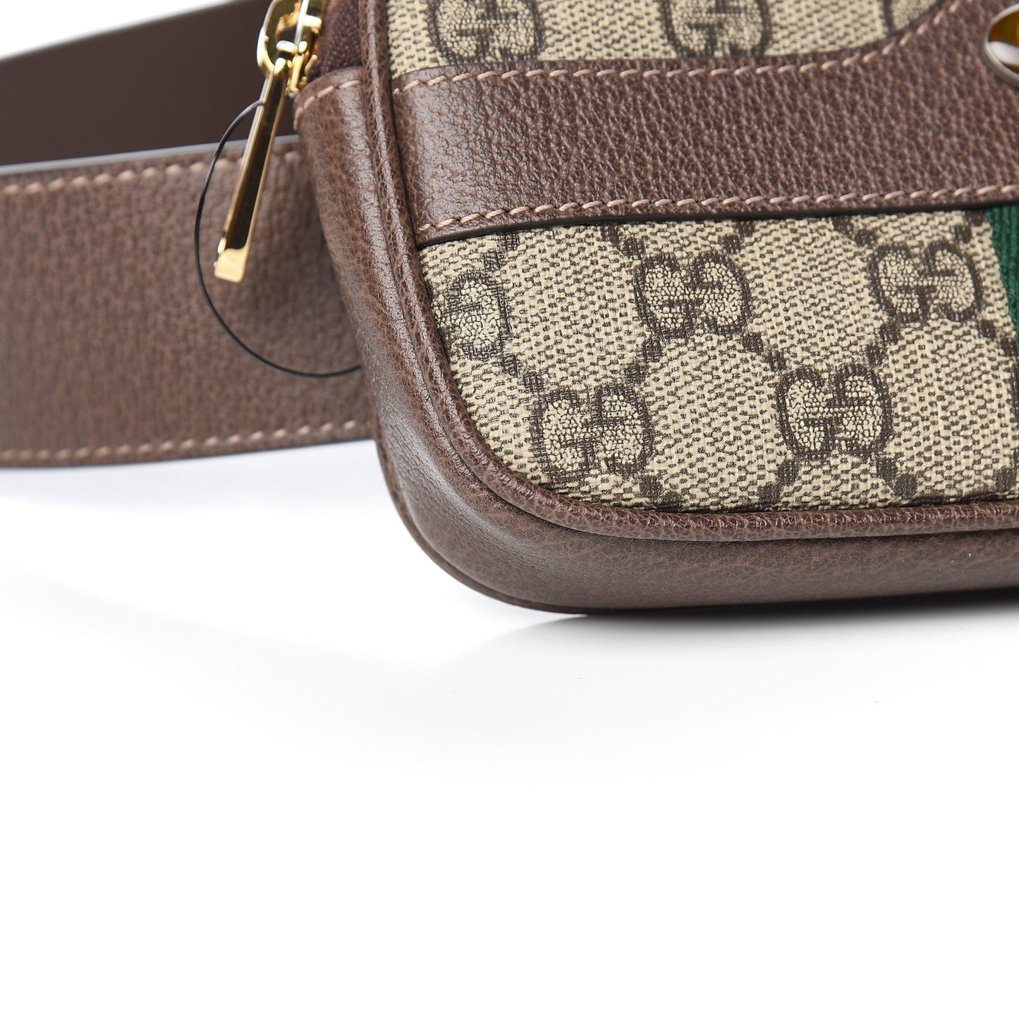 GG Supreme Monogram Web Ophidia Belted iPhone Case Dark Brown