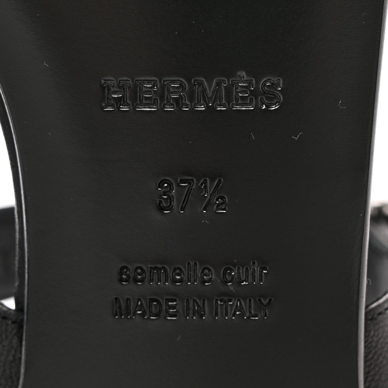Hermes Calfskin Cristal Sandals 37.5 Black 6 of 17