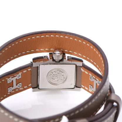 Hermes Stainless Steel Swift 16mm Medor Double Tour Quartz Watch Etoupe 5 of 9