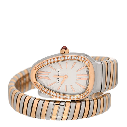 Bulgari Stainless Steel 18K Rose Gold Diamond Bezel 35mm Serpenti Tubogas Quartz Watch 2 of 8