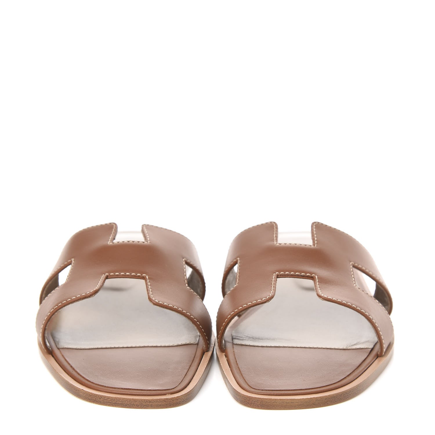 Hermes Box Calfskin Oran Sandals 38 Gold 2 of 9