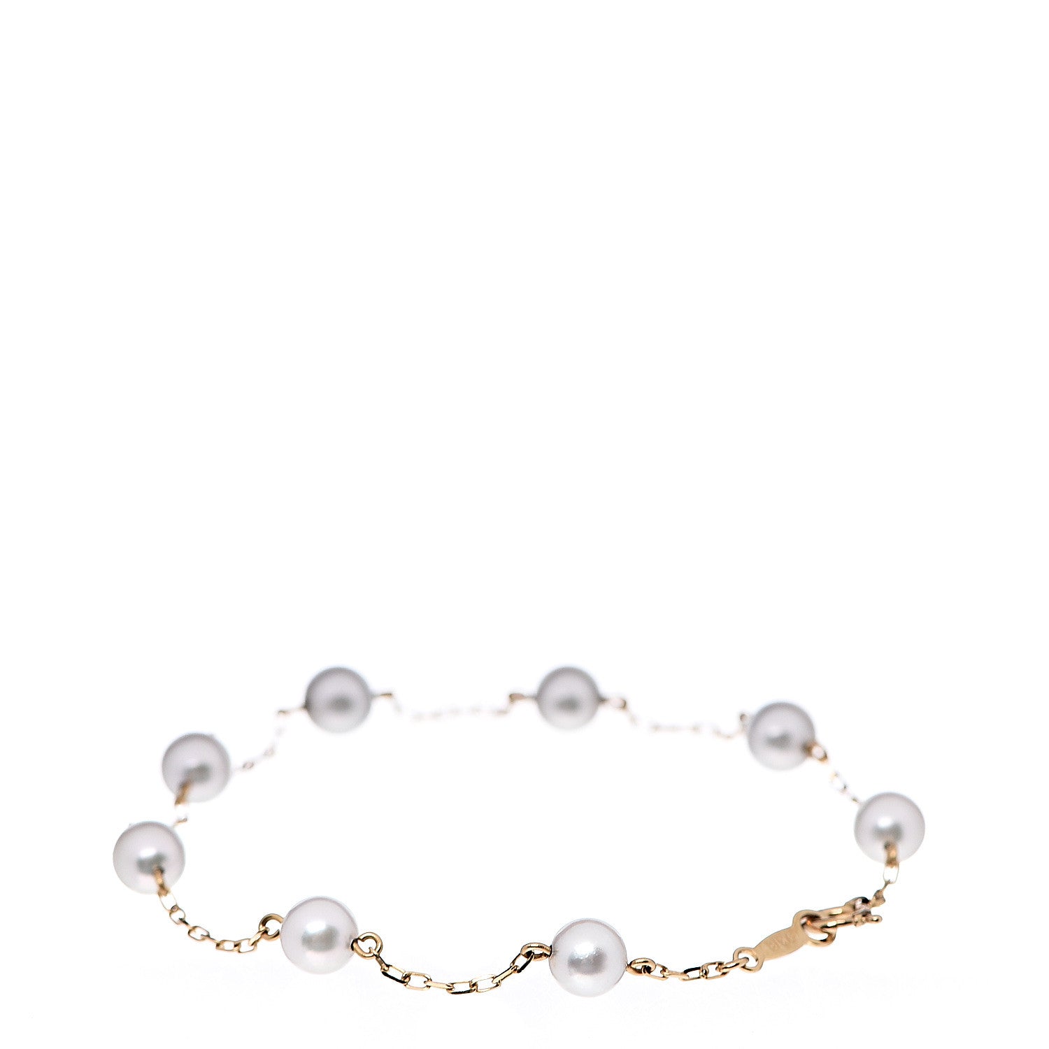 Mikimoto 18K Yellow Gold 5mm Akoya Cultured Pearl Station Bracelet 3 of 5