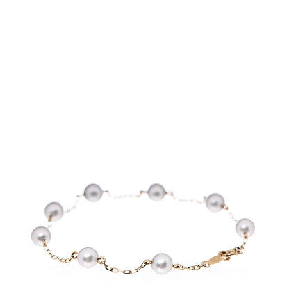 Mikimoto 18K Yellow Gold 5mm Akoya Cultured Pearl Station Bracelet 3 of 5