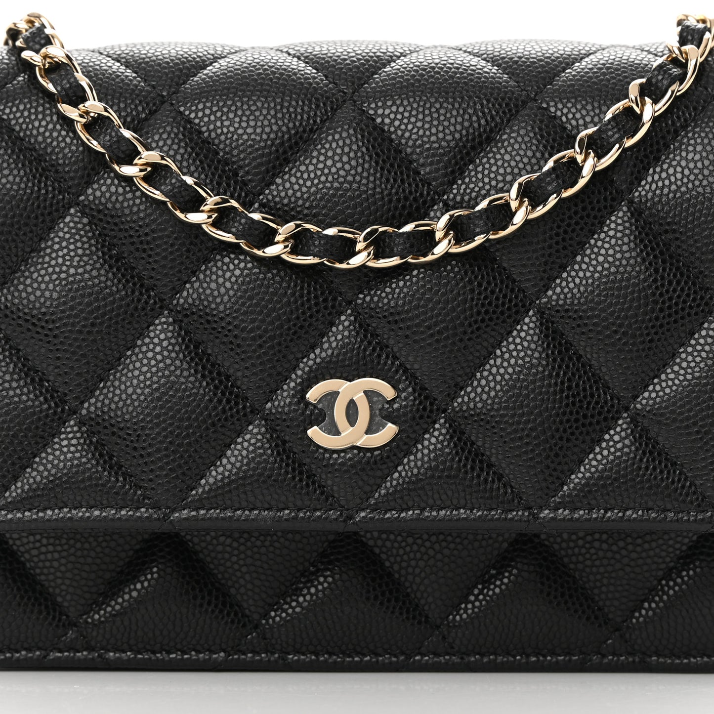 Caviar Quilted Mini Wallet On Chain WOC Black