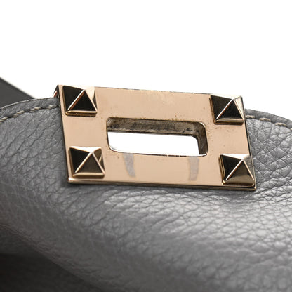 Valentino Garavani Grained Calfskin Small Rockstud Tote Grey 11 of 12