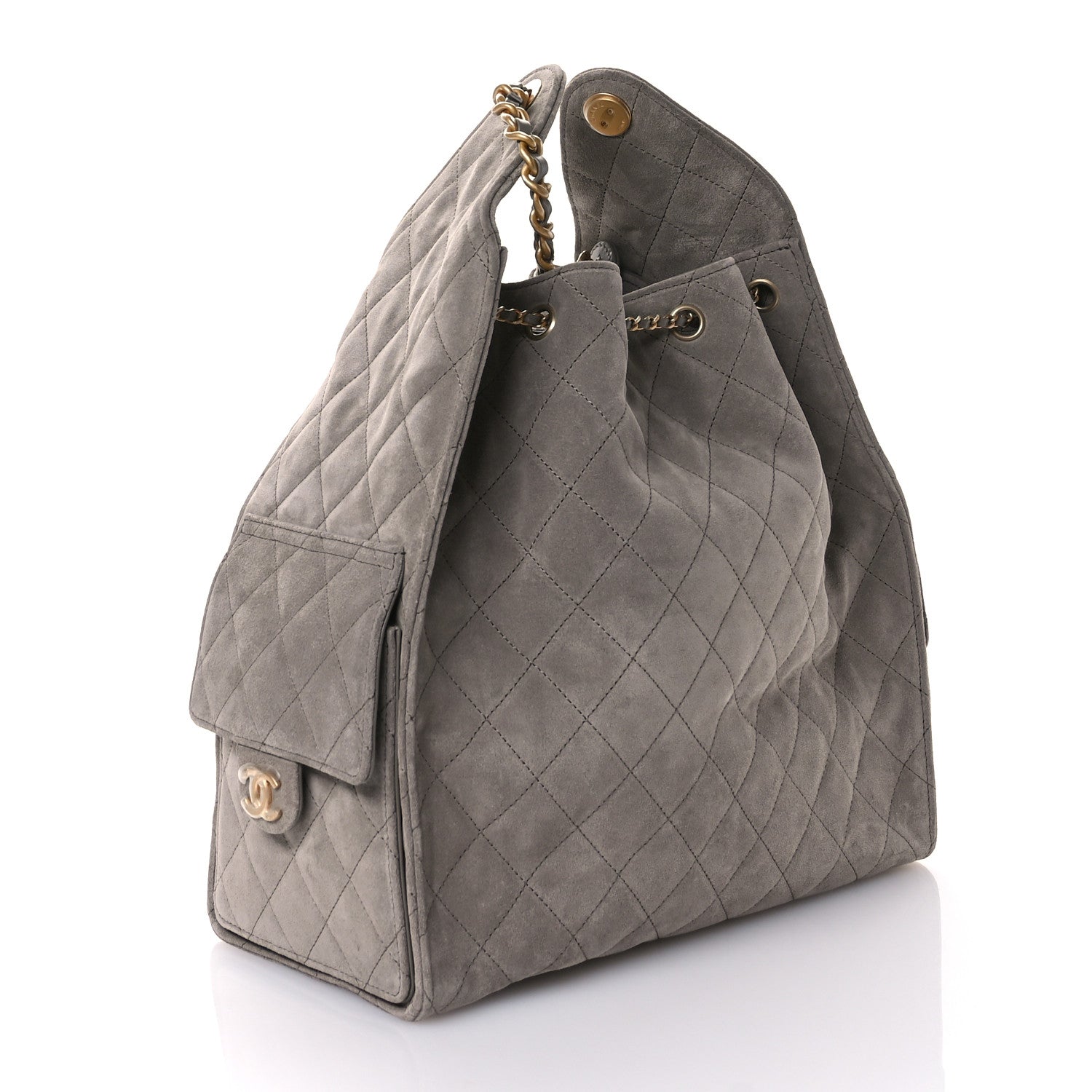 Chanel Suede Quilted Medium Chanel 25 Handbag Dark Grey 3 of 11