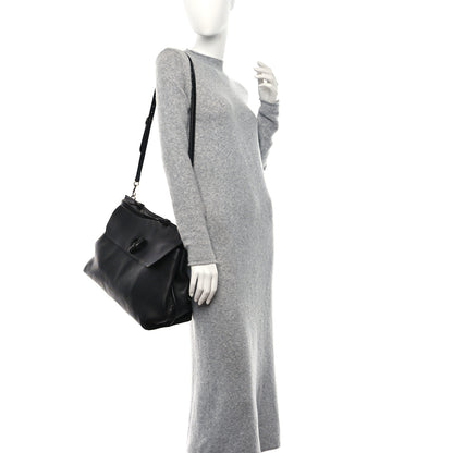 Gucci Pebbled Calfskin Large Bamboo Daily Top Handle Bag Black 2 of 8