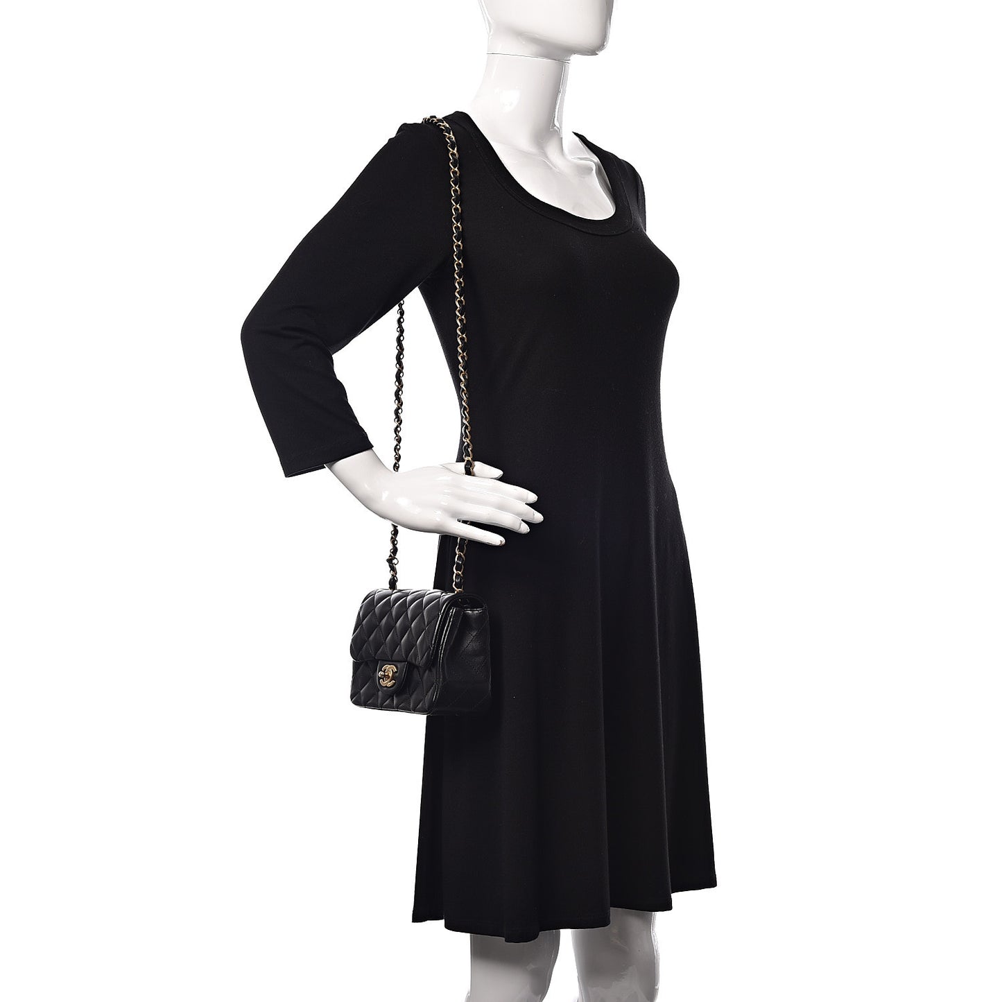 Lambskin Quilted Mini Square Flap Black