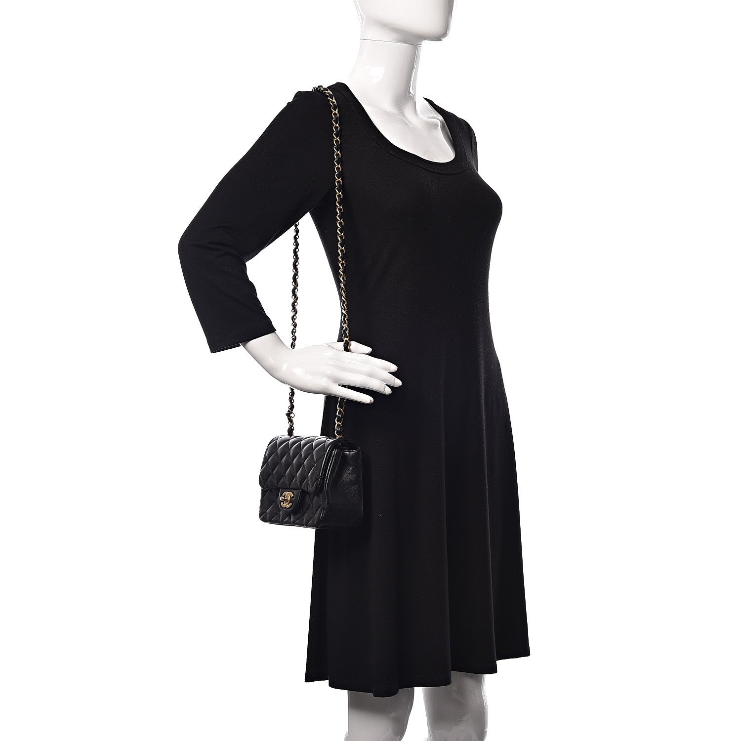Chanel Lambskin Quilted Mini Square Flap Black 2 of 10