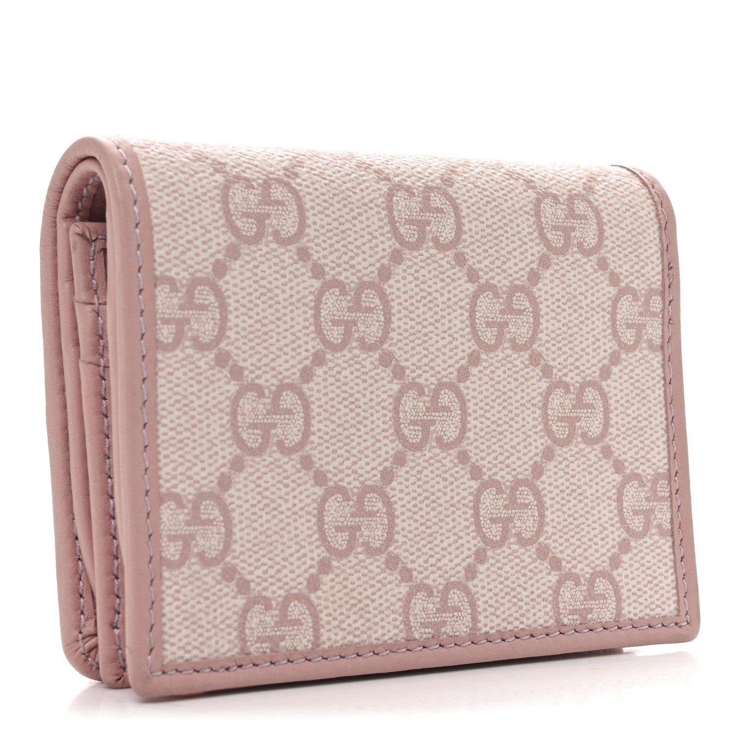 Gucci GG Supreme Monogram Textured Calfskin Emblem Mini Wallet Light Pink 3 of 7