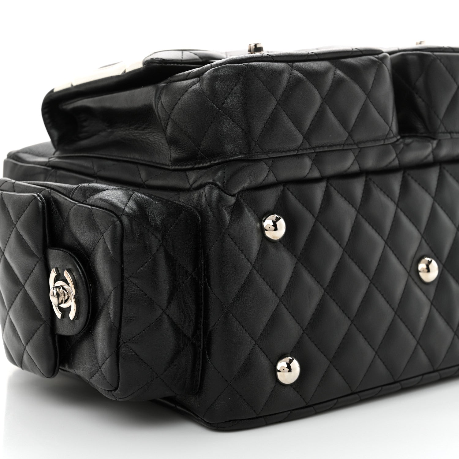 Chanel Calfskin Quilted Large Cambon Multipocket Reporter Black White 9 of 11