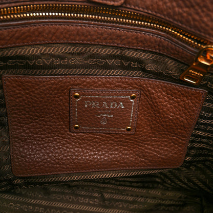 Prada Vitello Daino Side Pocket Tote Palissandro 6 of 13