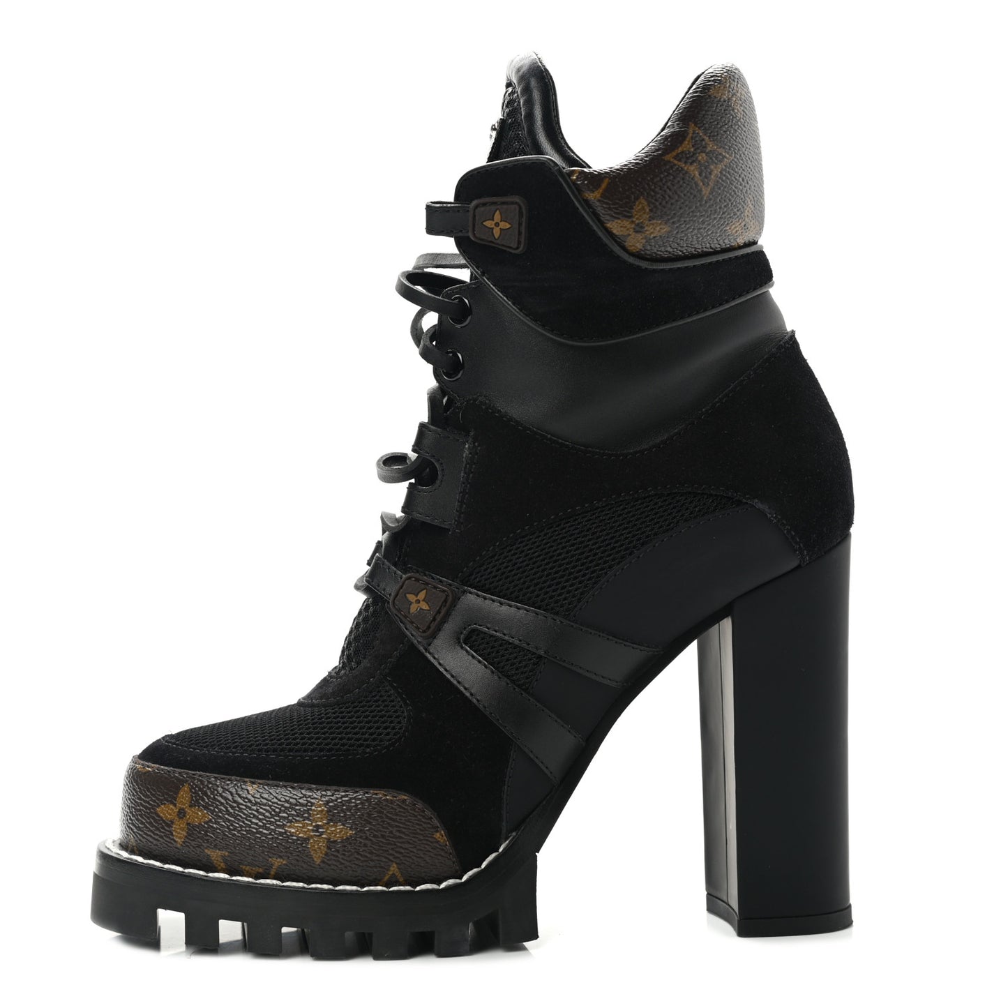 Suede Calfskin Monogram Star Trail Ankle Boots 38.5 Black
