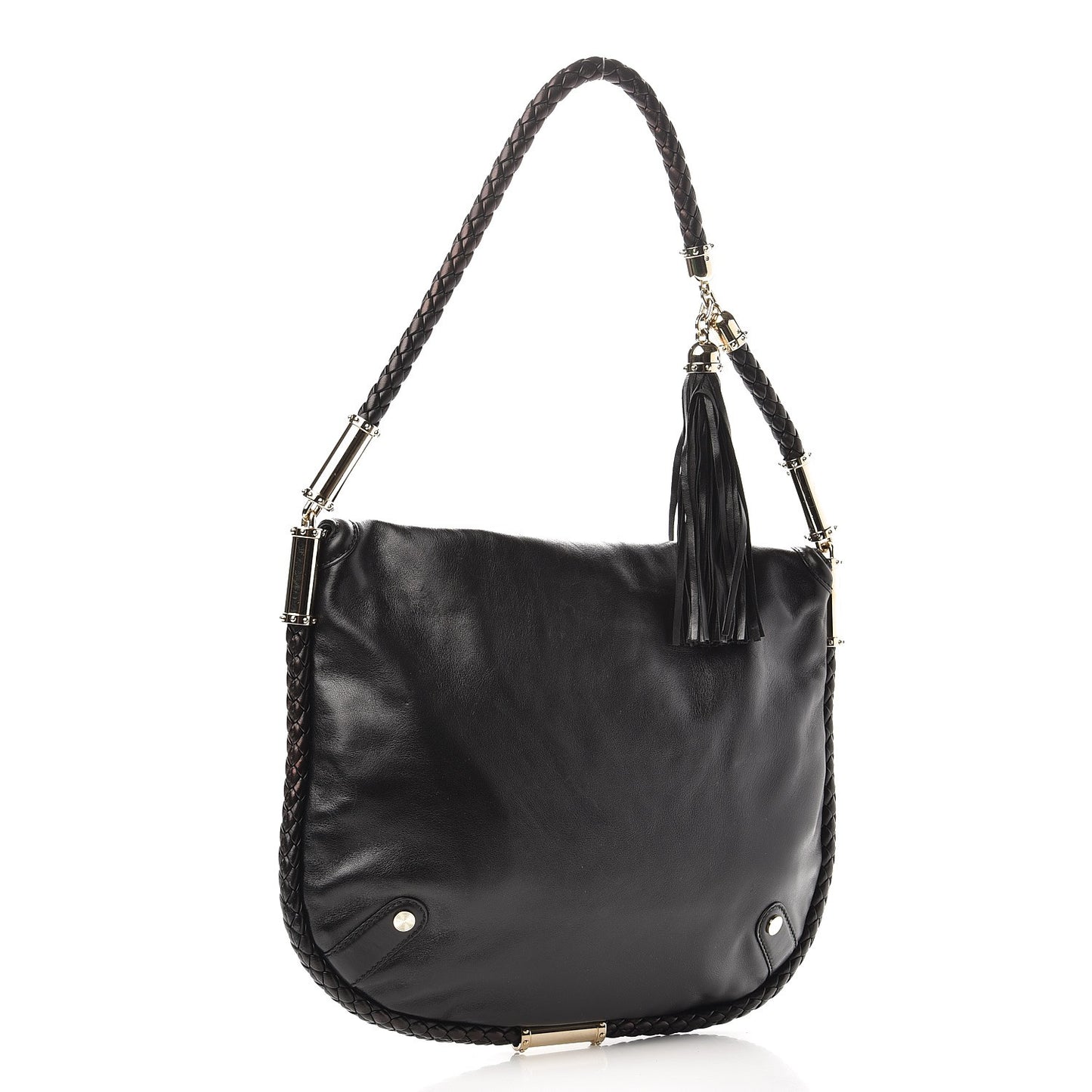 Calfskin Medium Britt Tassel Shoulder Bag Black