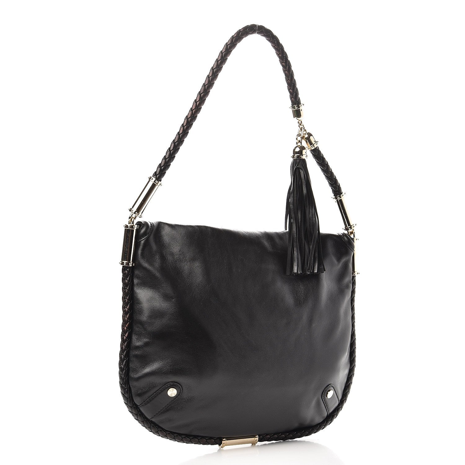 Gucci Calfskin Medium Britt Tassel Shoulder Bag Black 3 of 9