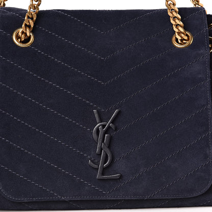 Saint Laurent Suede Chevron Monogram Large Nolita Blue 10 of 11