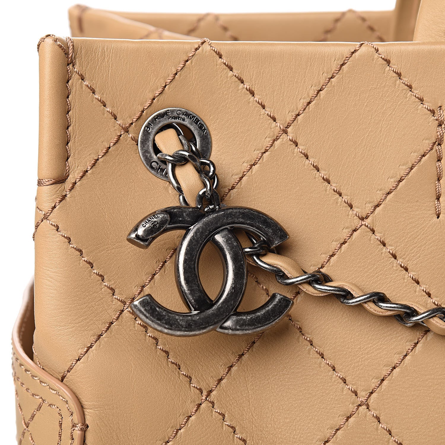 Chanel Calfskin Stitched Large Shopping Tote Beige 13 of 14