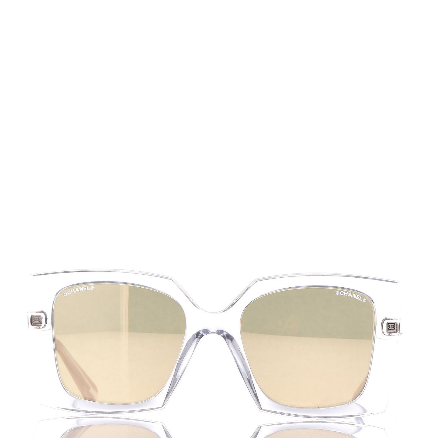 18K White Gold Mirror Square Sunglasses 6051 Gold