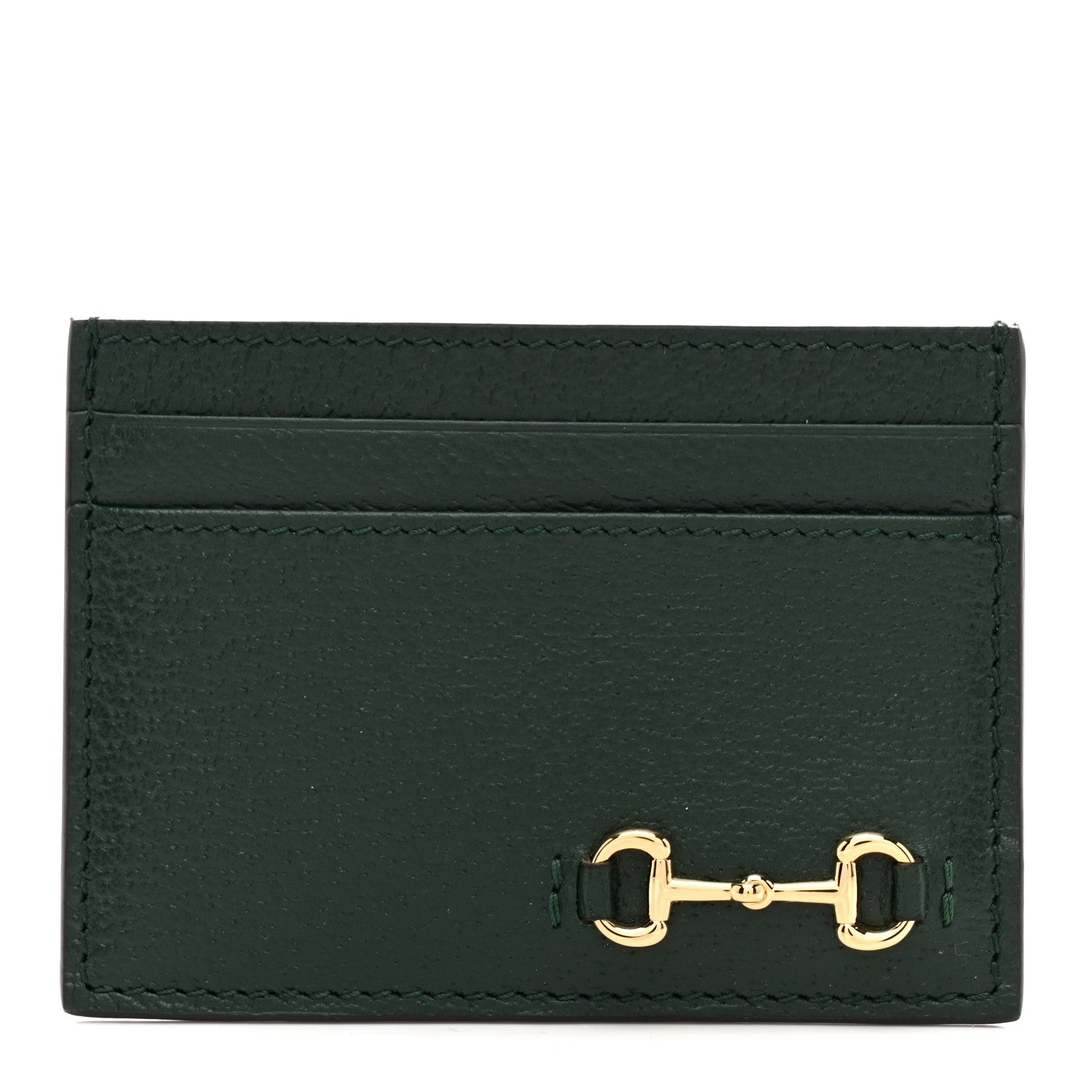 Gucci Textured Dollar Calfskin Horsebit 1955 Card Holder Green 1 of 7