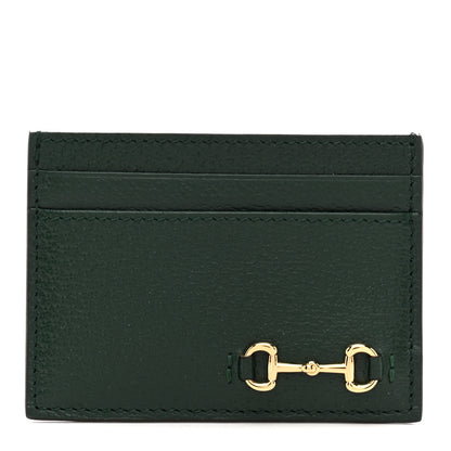 Gucci Textured Dollar Calfskin Horsebit 1955 Card Holder Green 1 of 7