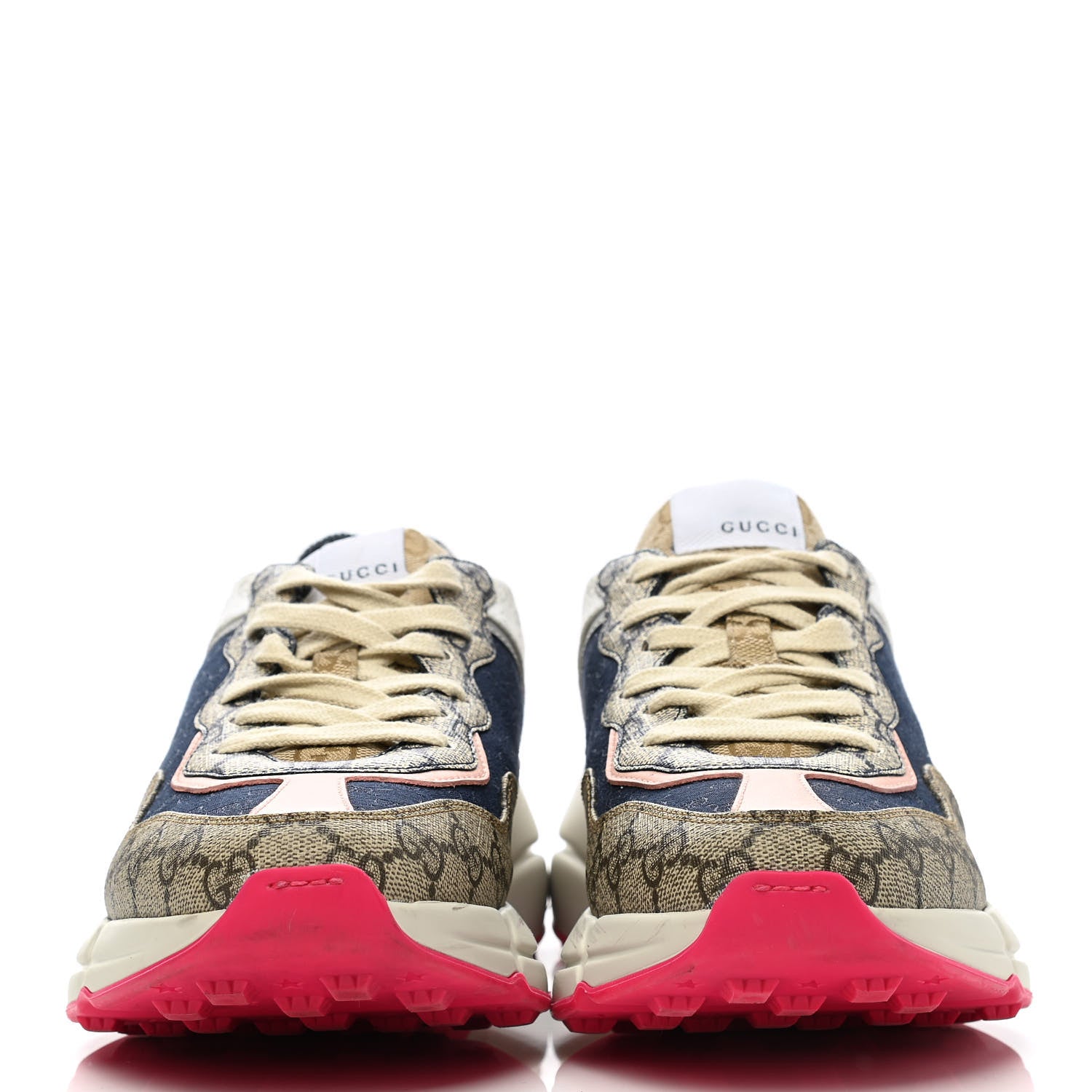 Gucci GG Supreme Monogram Mix Monogram Womens Rhyton Sneakers 39.5 London Blue Beige Pale Pink 2 of 12