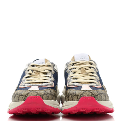 Gucci GG Supreme Monogram Mix Monogram Womens Rhyton Sneakers 39.5 London Blue Beige Pale Pink 2 of 12