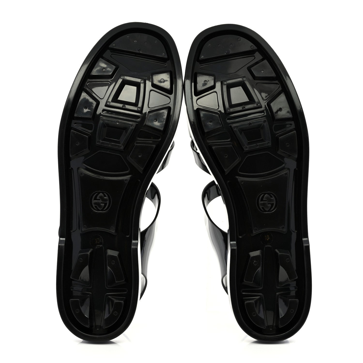 Gucci Shiny Rubber Mens Double G Buckle Strap Sandals 10 Black 5 of 8