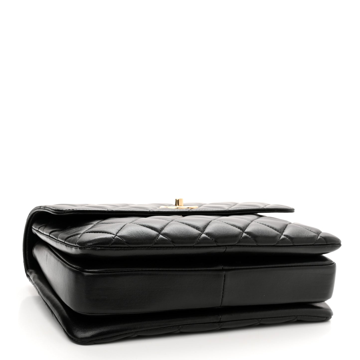 Lambskin Quilted Medium Trendy CC Flap Dual Handle Bag Black