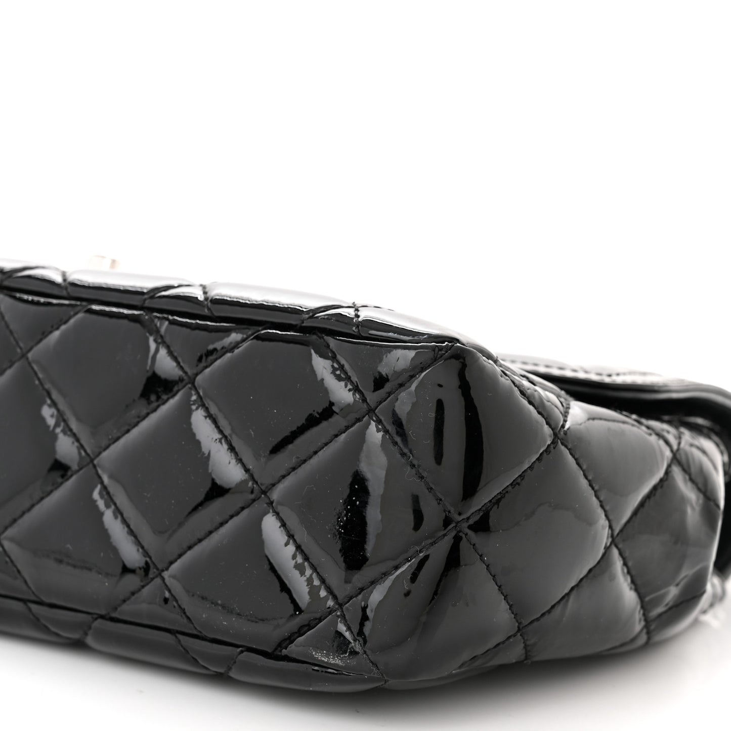 Patent Quilted Large Coco Shine Flap Black