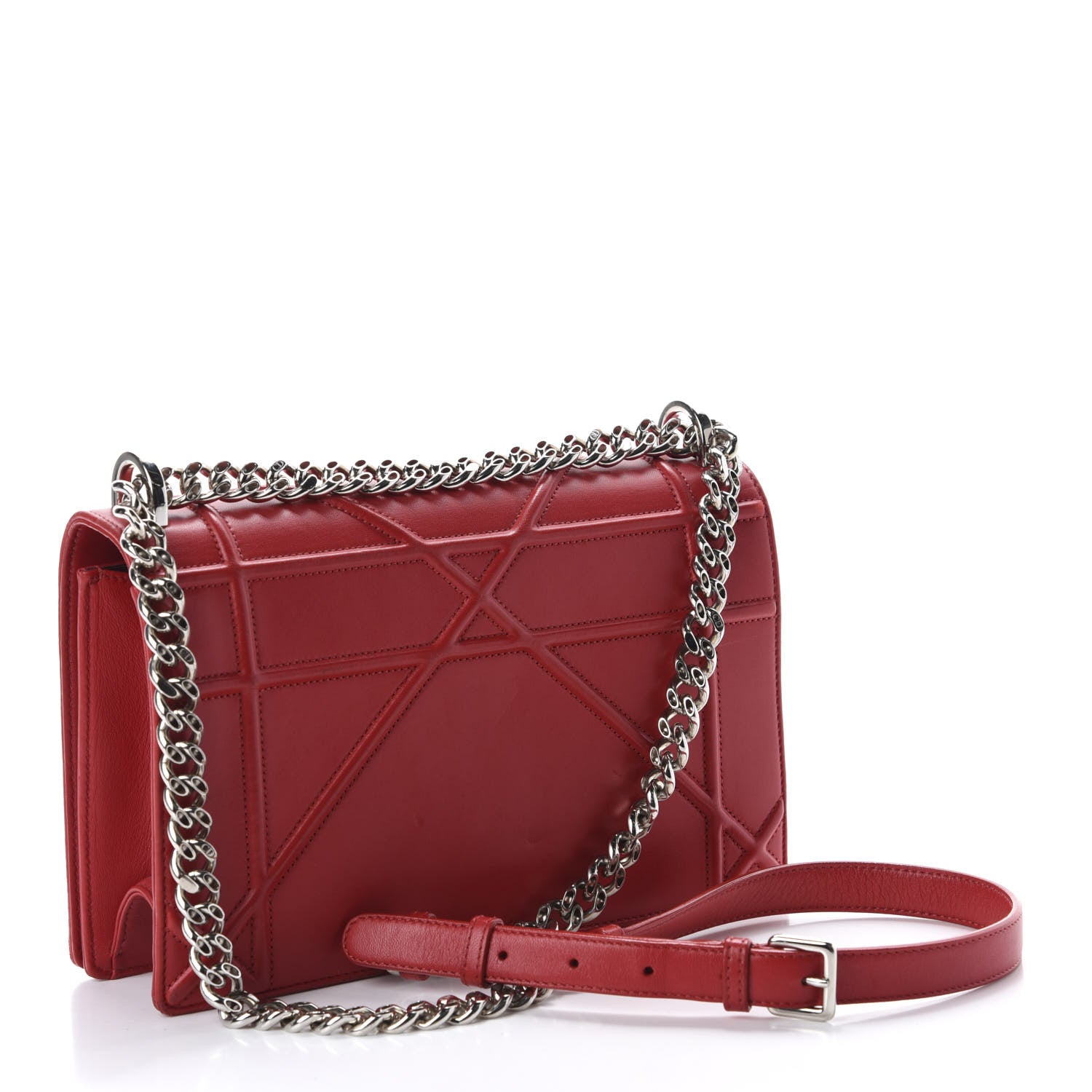Christian Dior Lambskin Medium Diorama Flap Bag Red 3 of 12