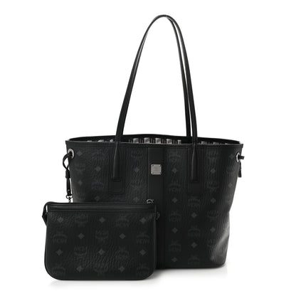 MCM Visetos Small Liz Reversible Shopper Tote Black 4 of 17