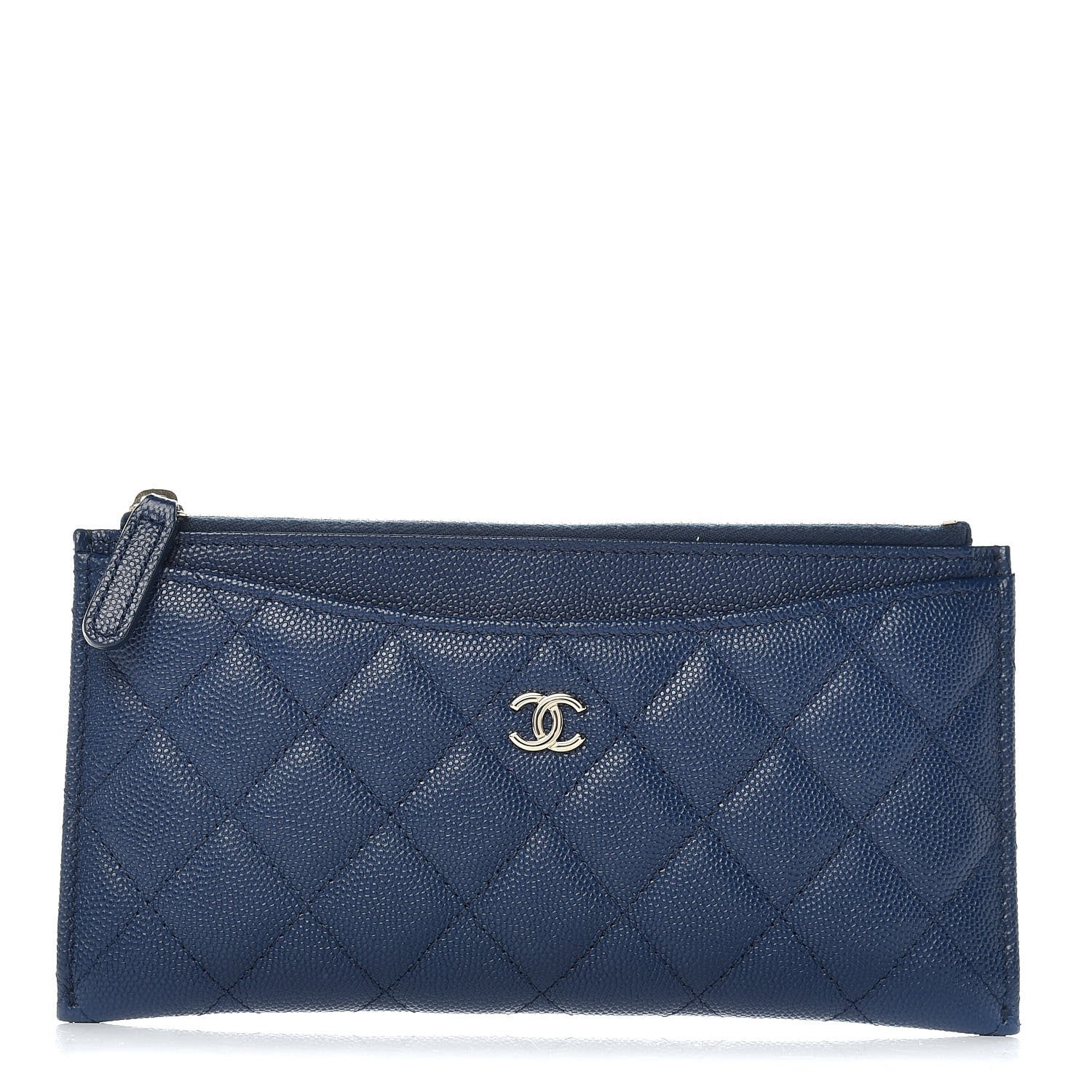Chanel Iridescent Caviar Quilted Classic Zip Pouch Navy 1 of 10