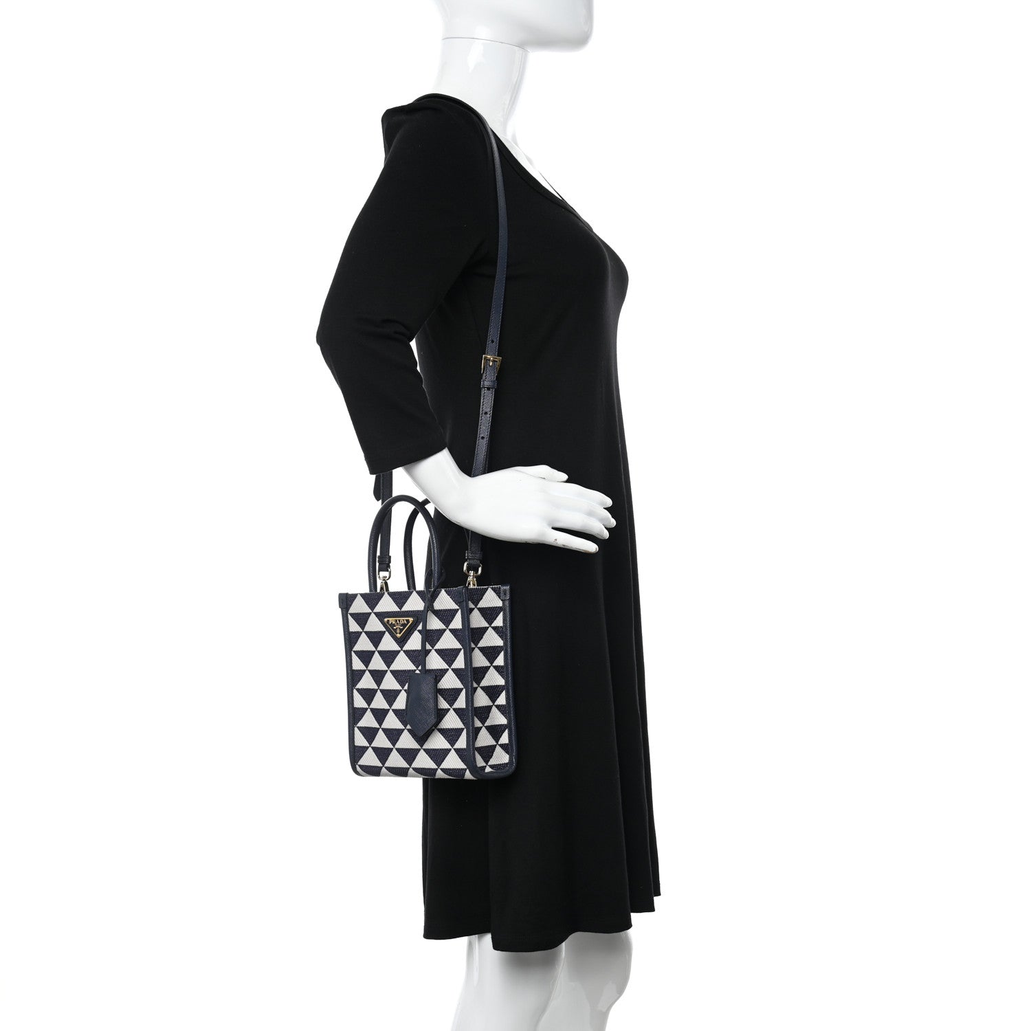 Prada Jacquard Saffiano Triangolo Symbole Embroidered Micro Tote Baltico Talco 2 of 10