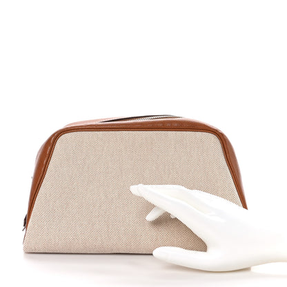 Hermes Toile Barenia Faubourg Cavour Pouch Fauve 2 of 11