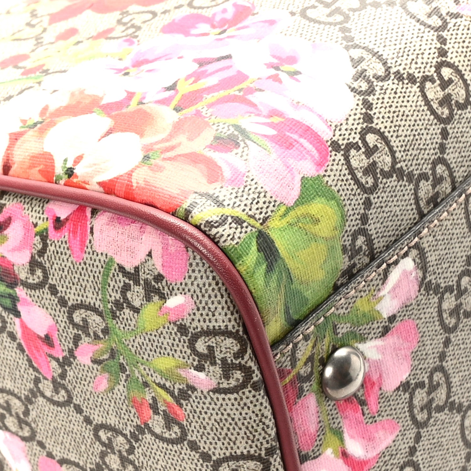 Gucci GG Supreme Monogram Blooms Medium Boston Beige Multicolor Dry Rose 10 of 11