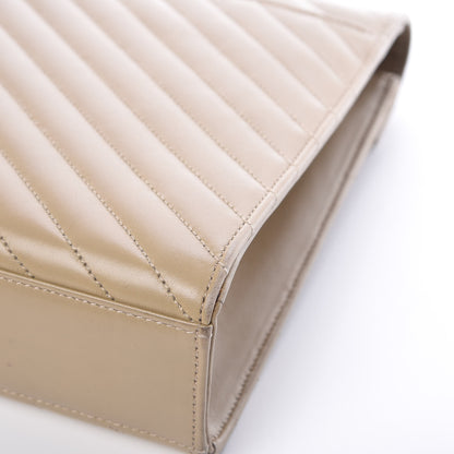 Saint Laurent Lambskin Matelasse Chevron Large Monogram Satchel Beige 14 of 14