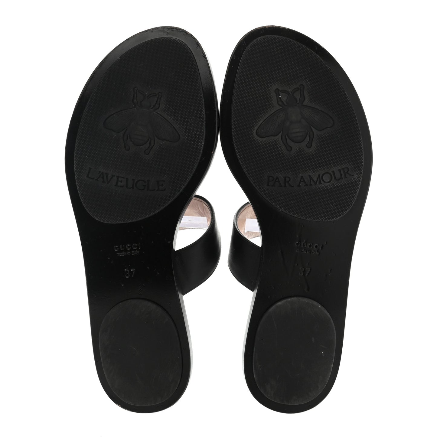 Calfskin GG Marmont Thong Sandals 37 Black