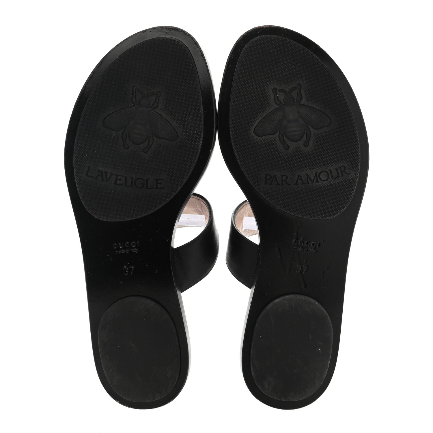 Gucci Calfskin GG Marmont Thong Sandals 37 Black 5 of 11