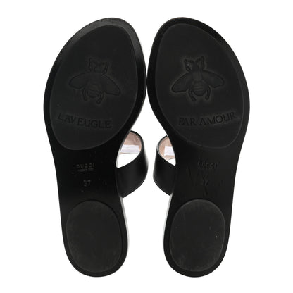 Gucci Calfskin GG Marmont Thong Sandals 37 Black 5 of 11