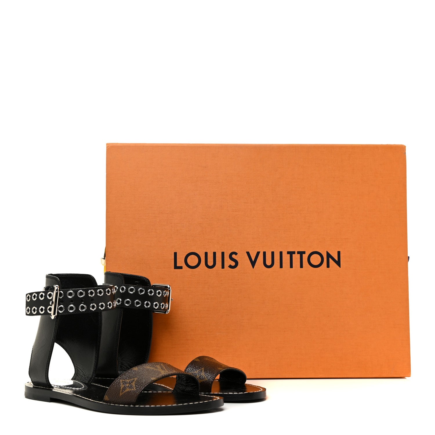 Louis Vuitton Calfskin Monogram Passenger Flat Sandals 36.5 Black 10 of 10