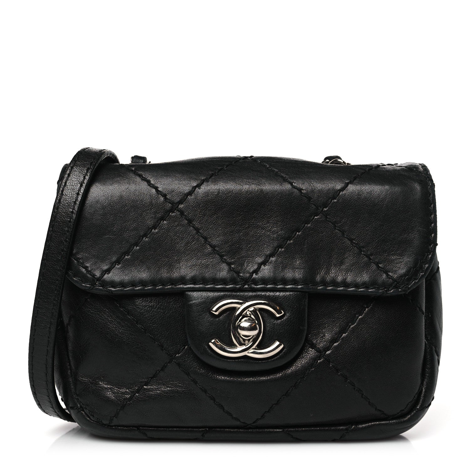 Chanel Lambskin Small Stitched Mini Flap Black 1 of 9