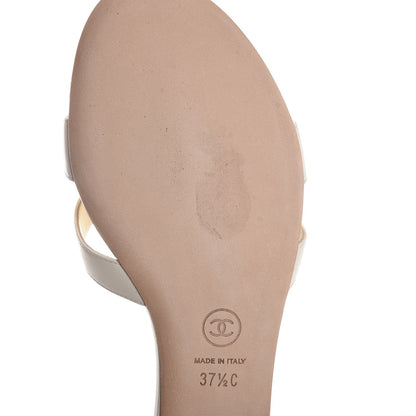 Chanel Lambskin Camellia Sandals 37.5 White 10 of 12