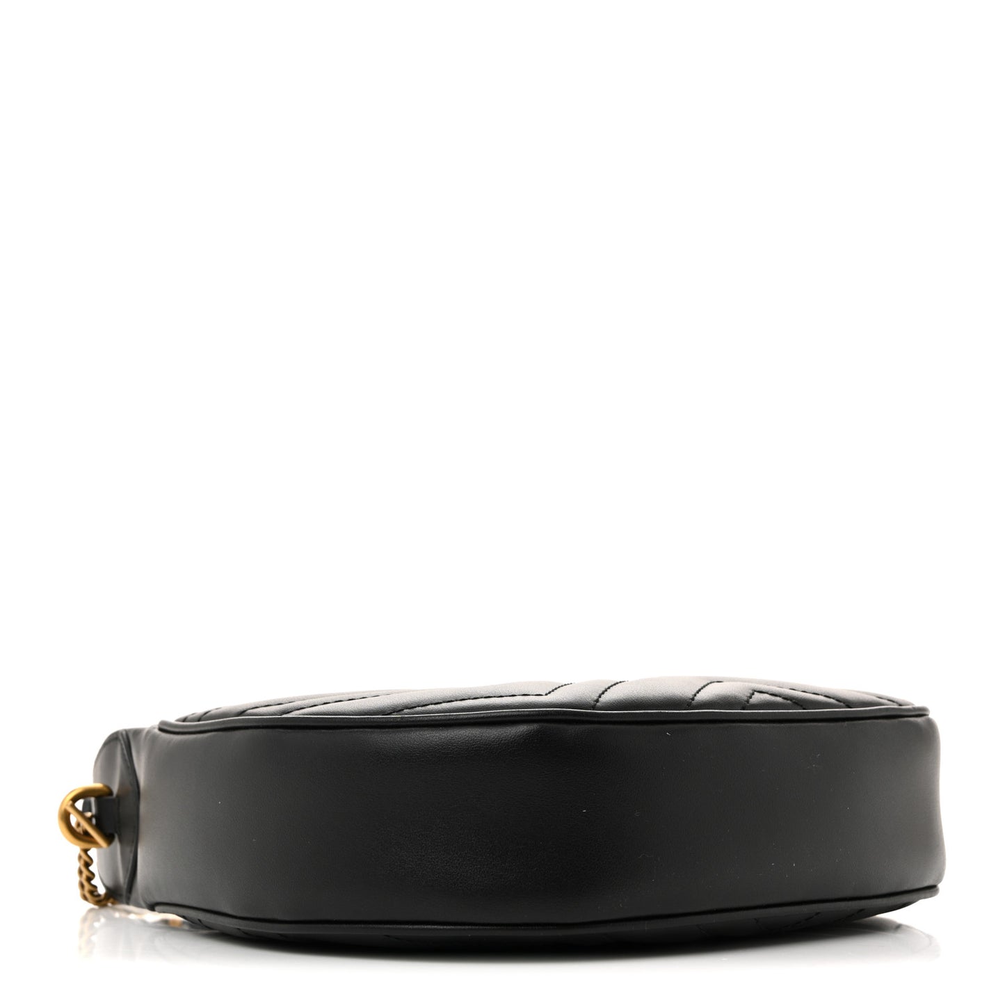 Calfskin Matelasse Chevron Mini GG Marmont Half Moon Hobo Black