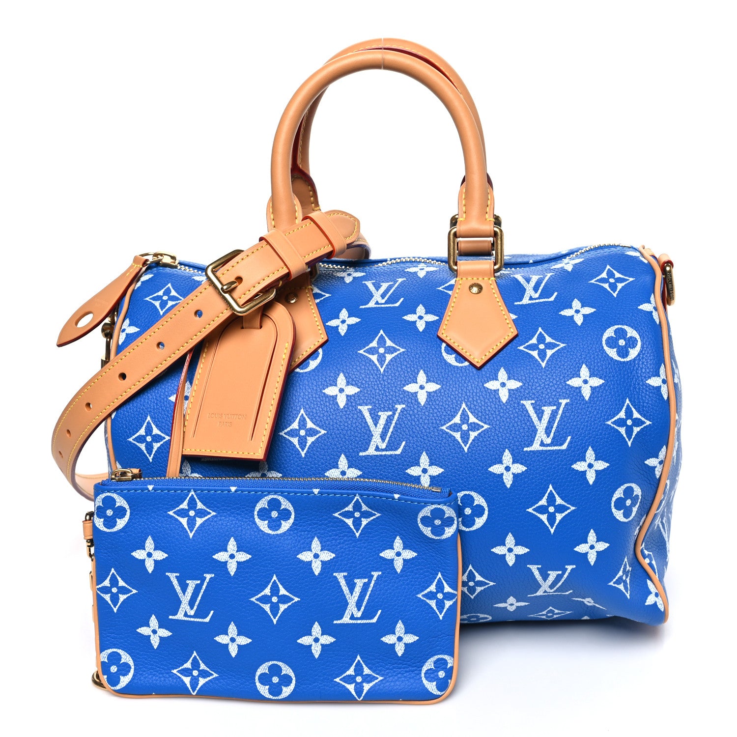 Louis Vuitton Calfskin Monogram Speedy P9 Bandouliere 30 Blue 2 of 9