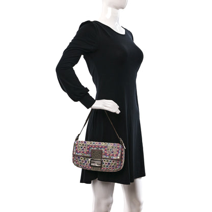 Fendi Elaphe Mirror Specchietti Embroidered Baguette Multicolor 3 of 8