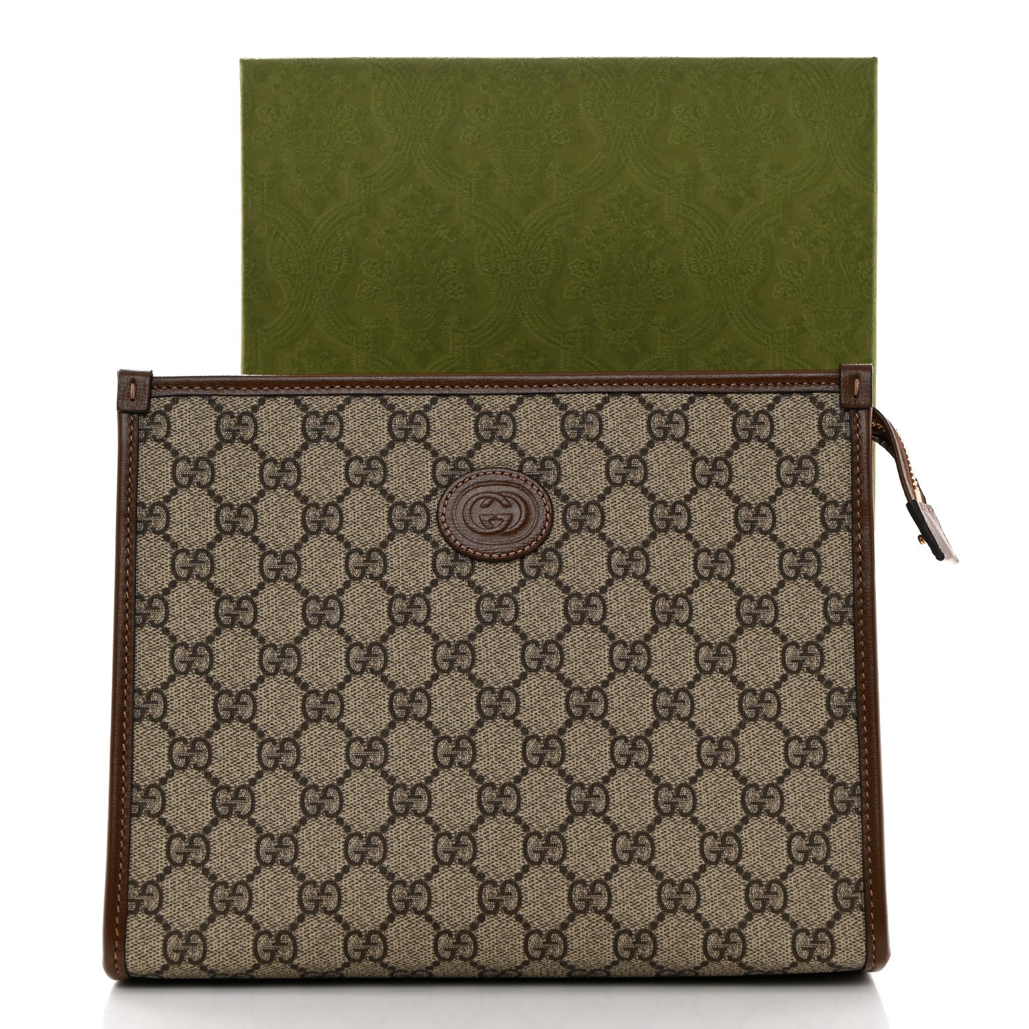 Gucci GG Supreme Monogram Azalea Calfskin Retro Interlocking G Beauty Case Beige Ebony Brown Sugar 9 of 9